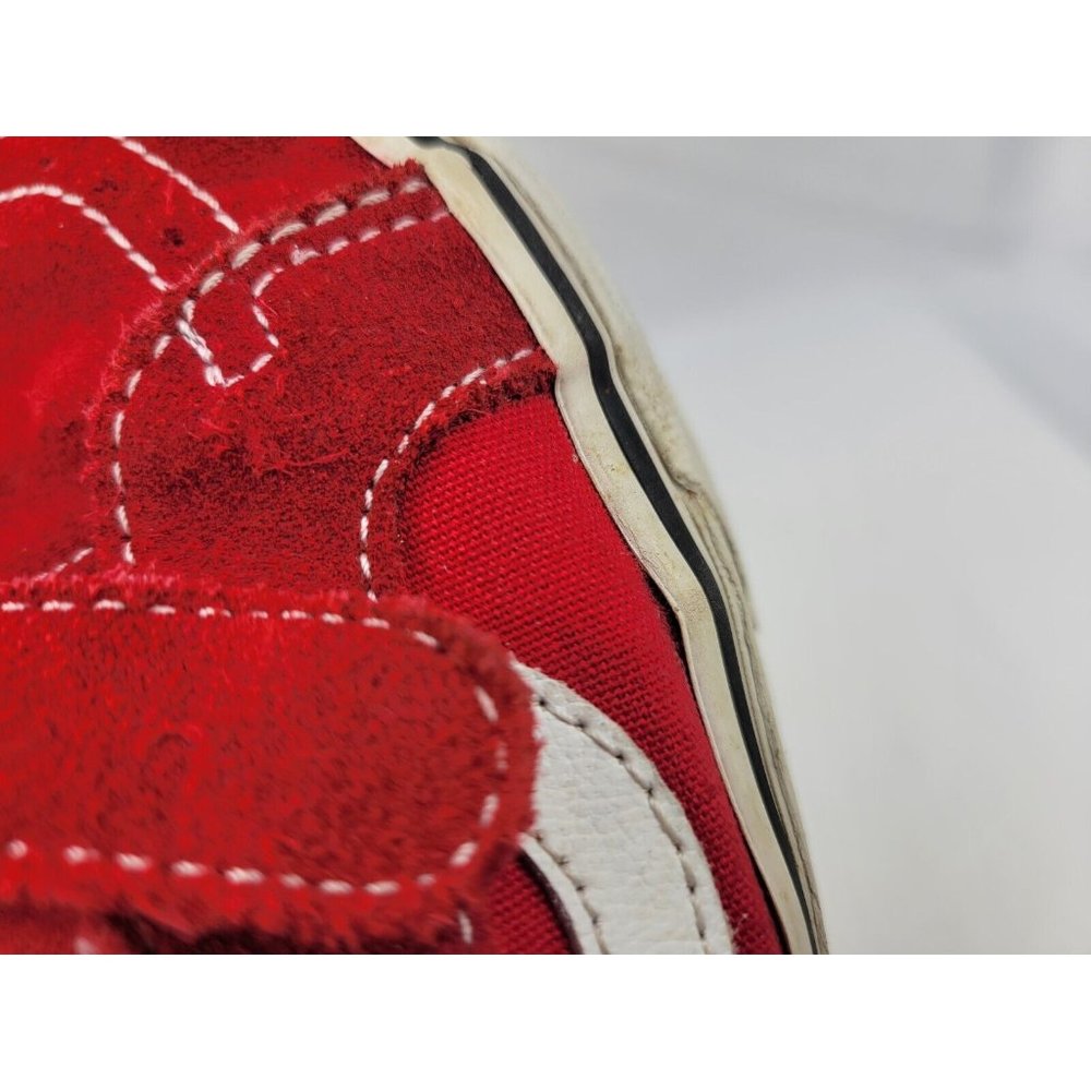 Vans Hook And Loop High Top Shoes Sneakers Youth Size 5.5Y Red White 721454 - Picture 9 of 12